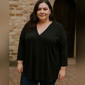 City Chic Black V-Neck Top